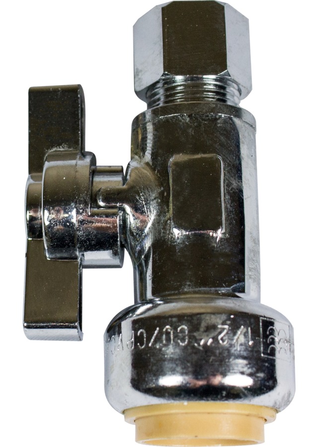 Waterline Push N' Connect Straight Valve, 1/2in Straight Stop x 3/8in