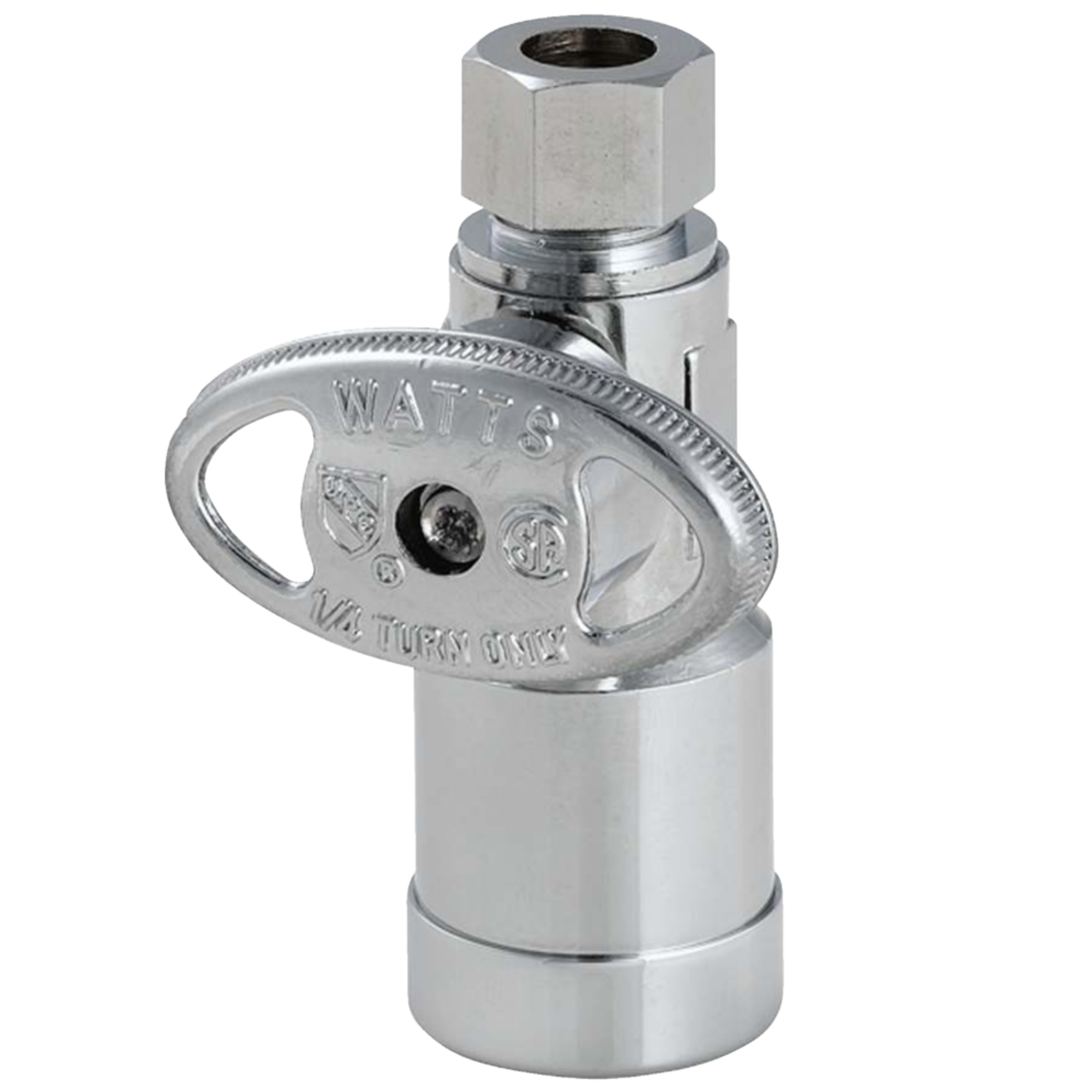 Waterline Push N' Connect Straight Valve, 1/2-in Straight Stop x 3/8-in Comp. Front_Three_Fourths_Angled_Left