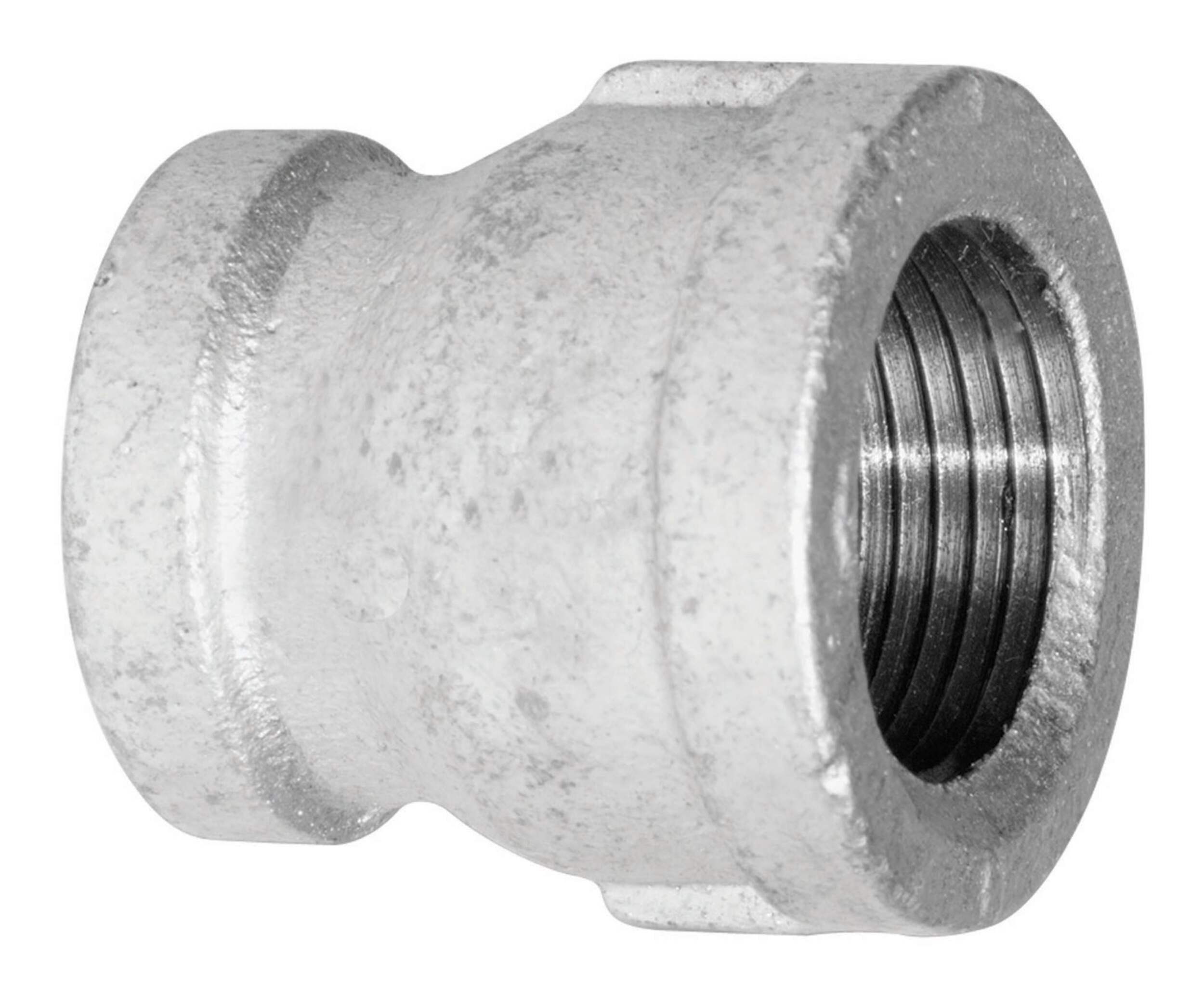 Aqua-Dynamic Galvanized Iron Fitting Coupling, Female Pipe Thread, 1-1/4 x 1-in Front_Angled_Left