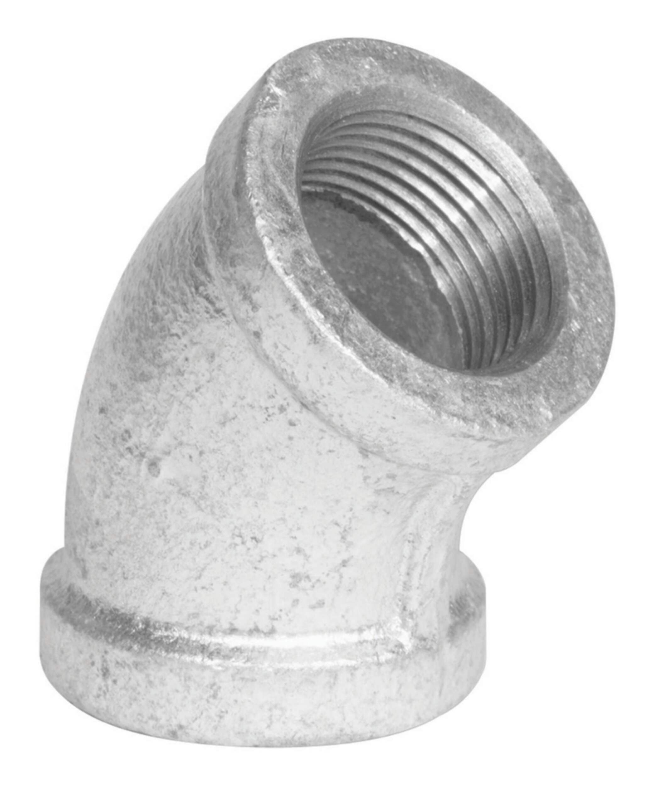 Aqua-Dynamic 45-Degree Galvanized Iron Elbow Fitting for Plumbing, 1/2-in Front_Angled_Right