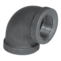 Raccord en coude de 90 degrés en fer galvanisé Aqua-Dynamic, noir, tailles variées Front_Angled_Right