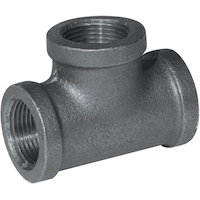 Raccord en T en fer galvanisé Aqua-Dynamic, noir, 1 po Front_Elevated