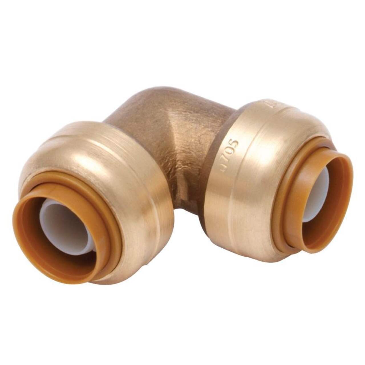 Waterline Push N' Connect Solid Brass 90-Degree Elbow, 1/2-in