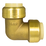 Waterline Push N' Connect Solid Brass 90-Degree Elbow, 3/4-in Front_Flat