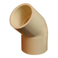 Raccord en coude Bow de 45 degrés en PVC-C, 0,5 po