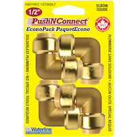 Coude à 90 degrés à raccord instantané Waterline Push N' Connect, 1/2 po, paq. 4