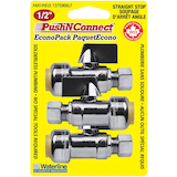 Waterline Push N' Connect Straight Stop Valve Set, 1/2 x 3/8-in, 3-pk Front_Flat