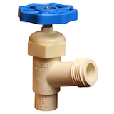 Bow CPVC Durable Female Pipe Thread x Hose Thread Broiler Drain Valve for Plumbing, Beige, 1/2-in Front_Three_Fourths_Angled_Right
