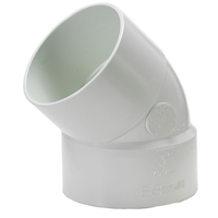 Raccord en coude de 45 degrés en PVC Bow pour égout et raccord de drainage, blanc, tailles variées