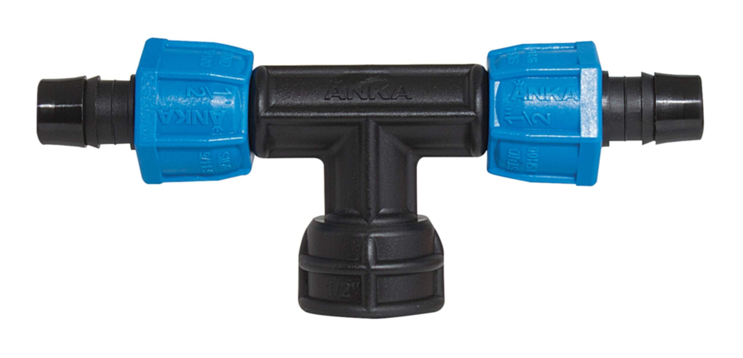 Raccord de tuyau en T femelle en nylon renforcé de fibre de verre avec raccord NPT Watts ANKA, 3/4 x 3/4 x 3/4 po Front_Flat