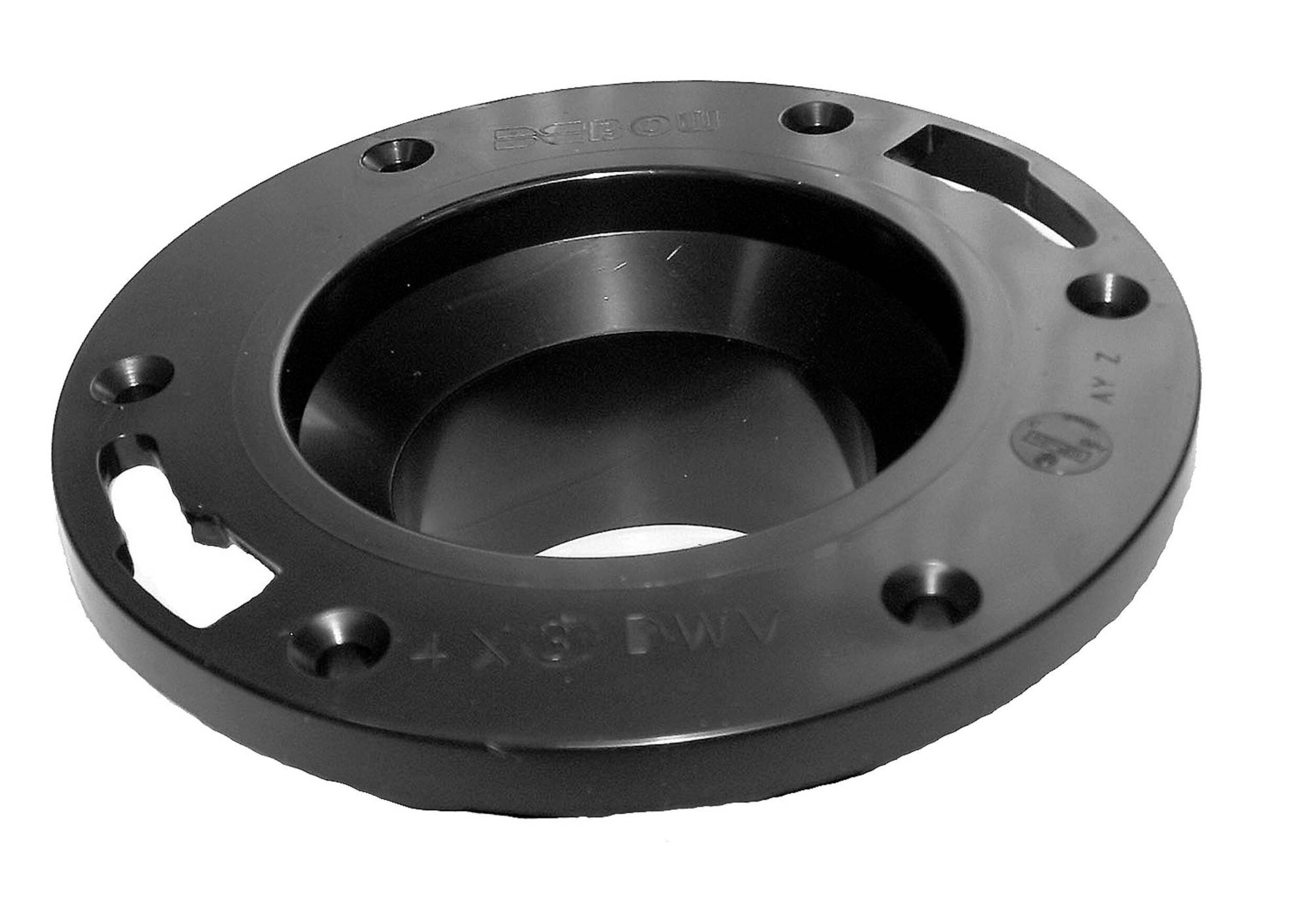 Bow ABS Toilet Flange Spigot, Black, 4 x 3-in Front_Elevated
