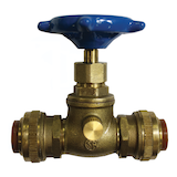Waterline Push N' Connect Stop Valve/Ball Valve with Waste, 1/2-in Front_Flat