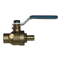 Waterline PEX Sweat Ball Valve with Waste & Lever Handle, 1/2-in Side_Left