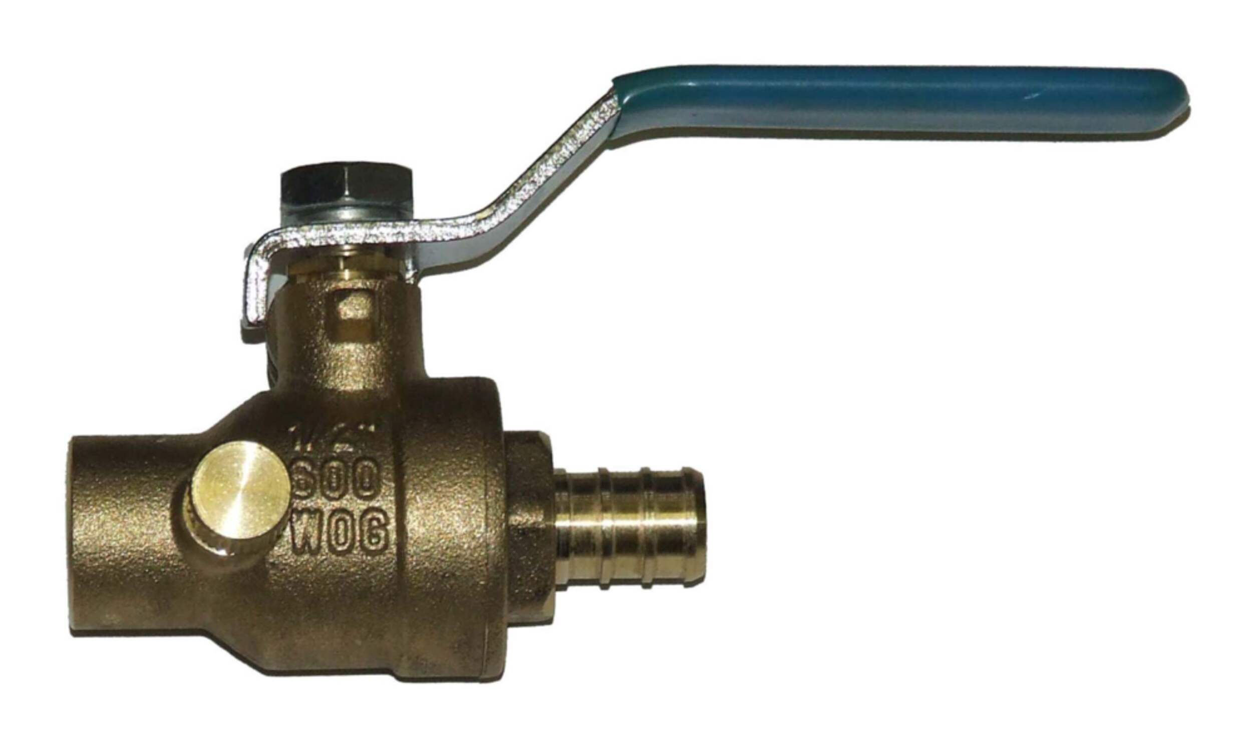 Waterline PEX Sweat Ball Valve with Waste & Lever Handle, 1/2-in Side_Left