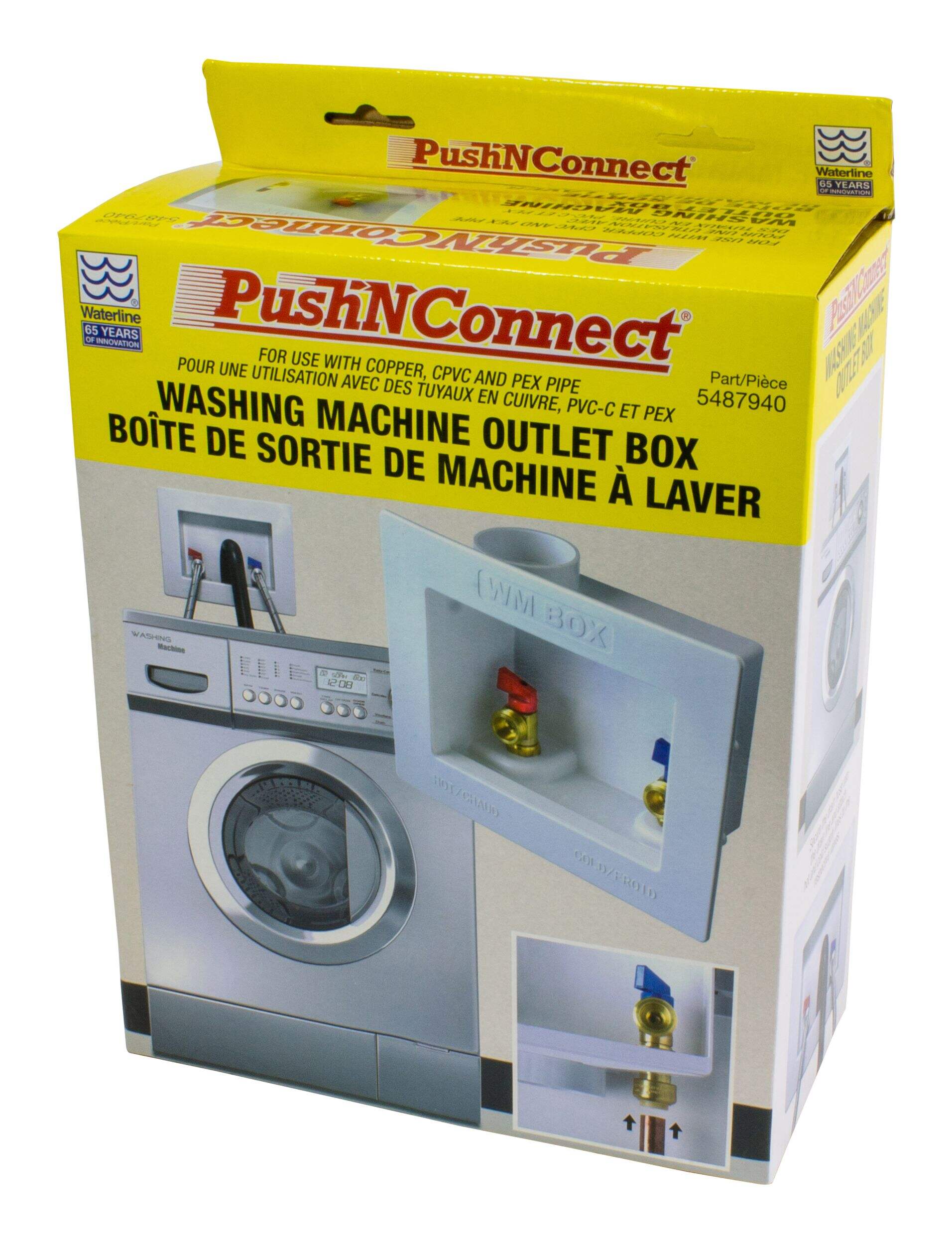 Waterline Push N' Connect Washing Machine Outlet Box Front_Angled_Left