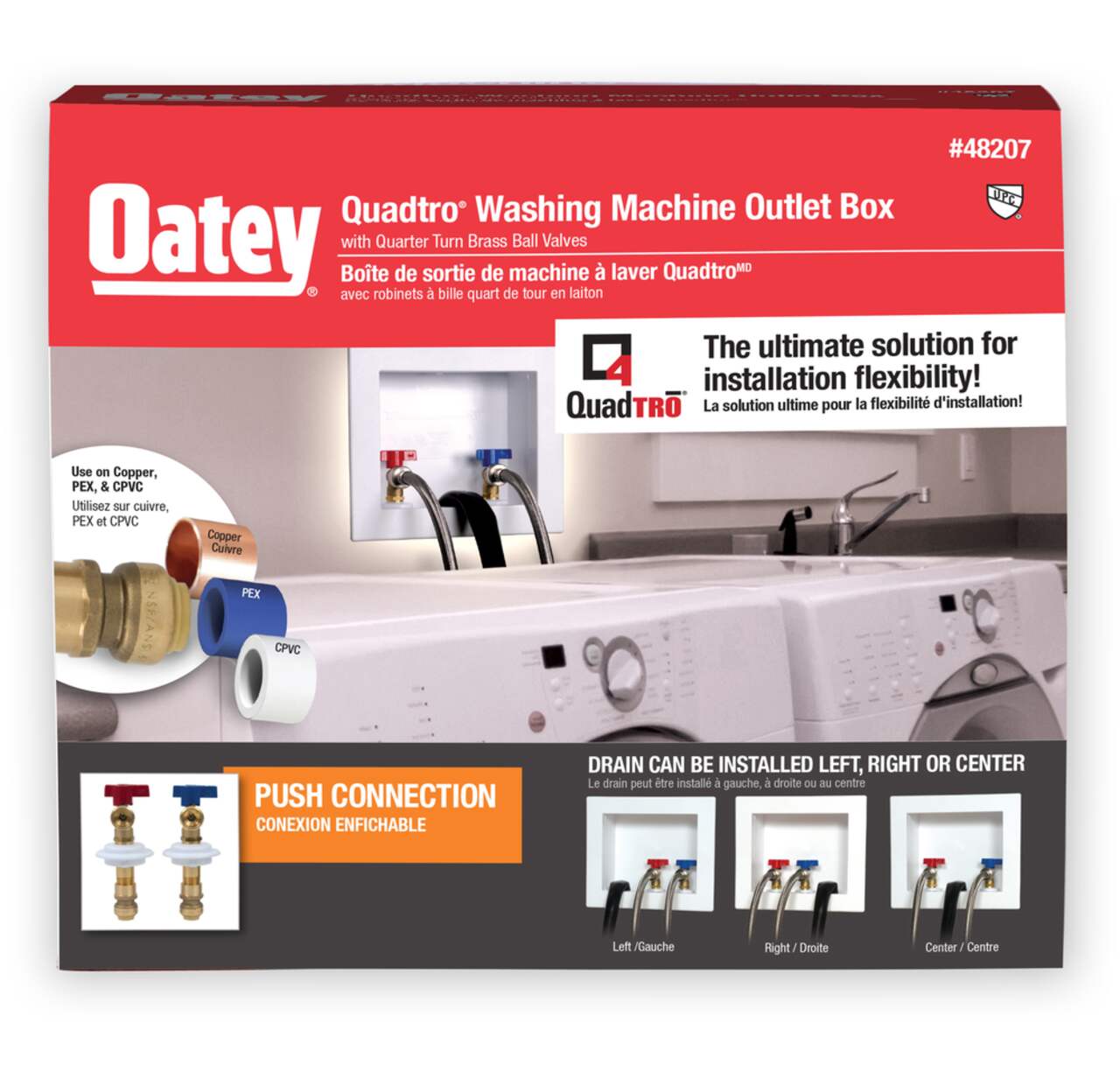 Boîte de sortie Oatey Quadtro pour laveuse à raccord instantané