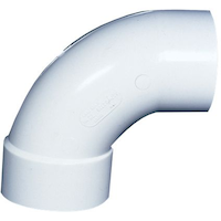 Bow PVC 90-Degree Elbow with Spigot for Sewer and Drainage Fitting, White, Assorted Sizes