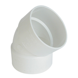 Raccord en coude de 45 degrés en PVC Bow, pour égout et raccord de drainage, blanc, tailles variées Front_Three_Fourths_Angled_Right