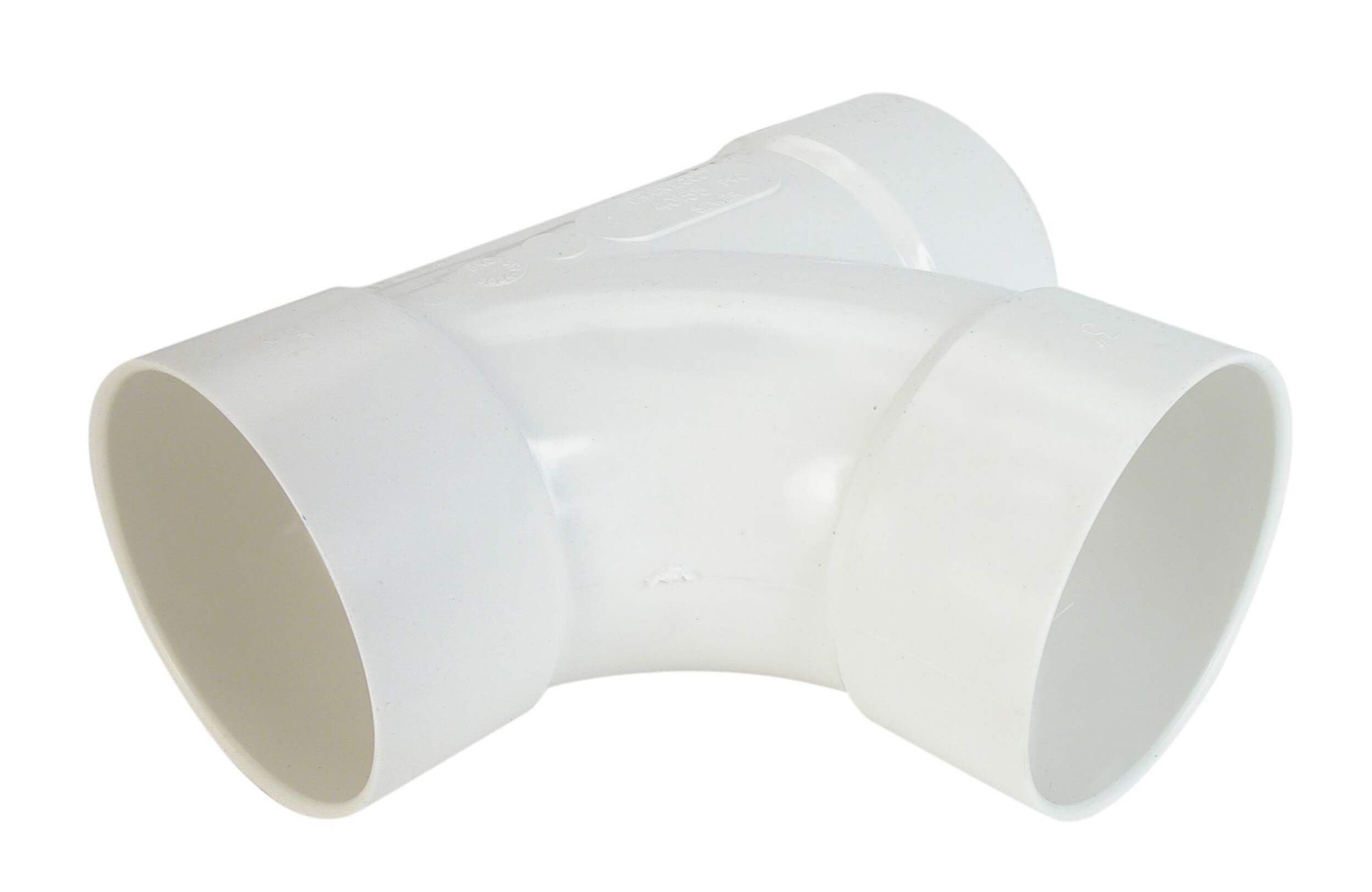 Bow PVC Sanitary Tee for Sewer and Drainage Fitting, White, Assorted Sizes Front_Three_Fourths_Angled_Right
