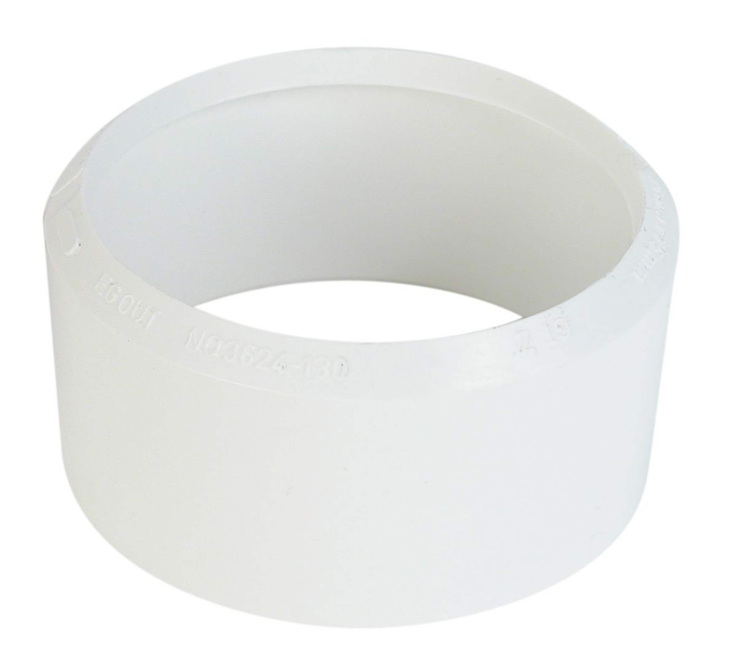 Bow PVC DWV-to-Sewer Bushing for Sewer and Drainage Fitting, White, 4-in Front_Elevated