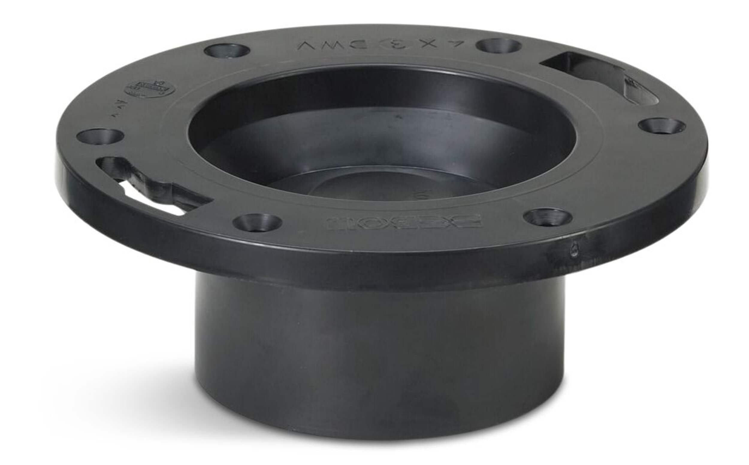 Bow ABS Toilet Flange with Cap, Black, 4 x 3-in Front_Elevated