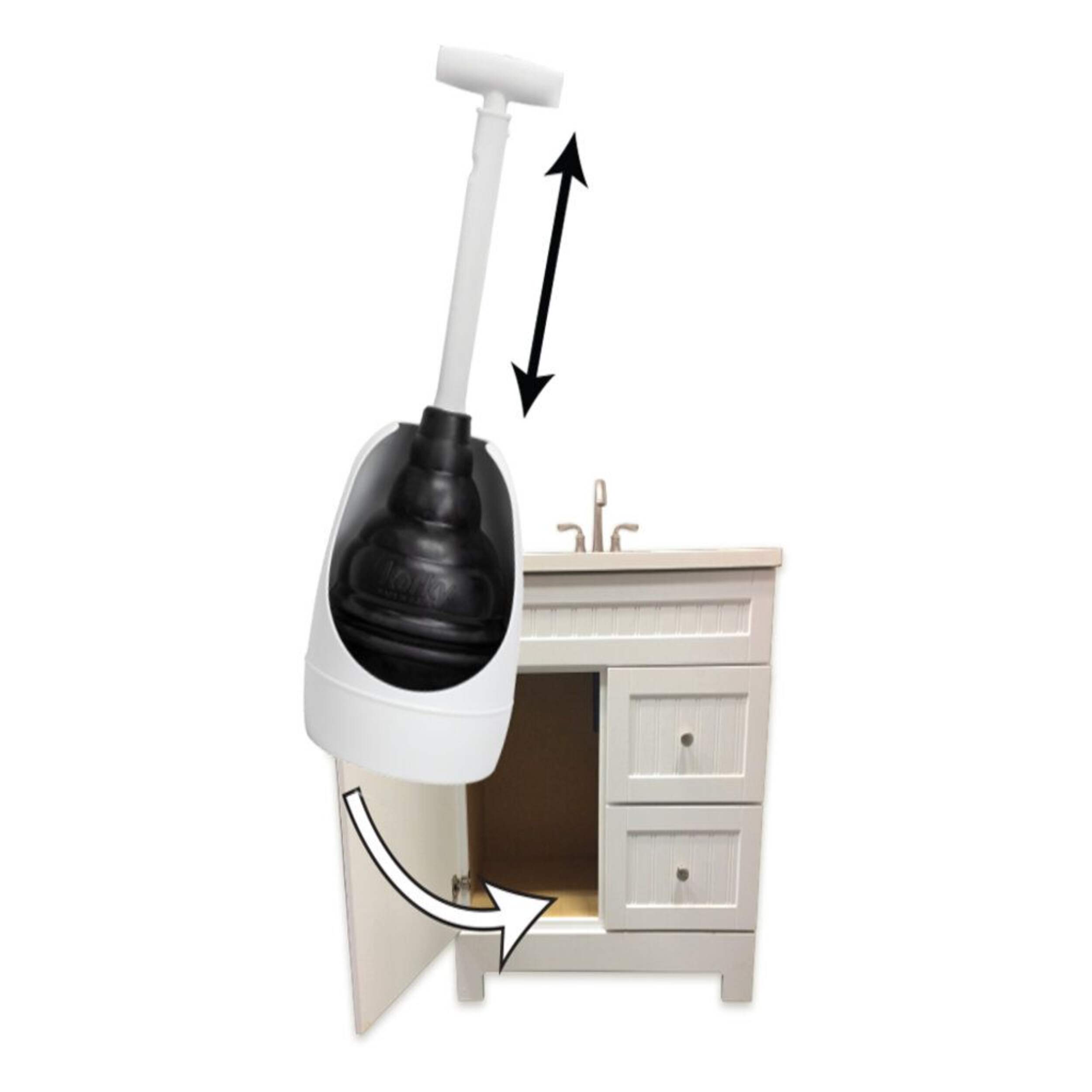 Korky BeehiveMax Hideaway Plunger with Comfort Grip & Drip Tray, 24in