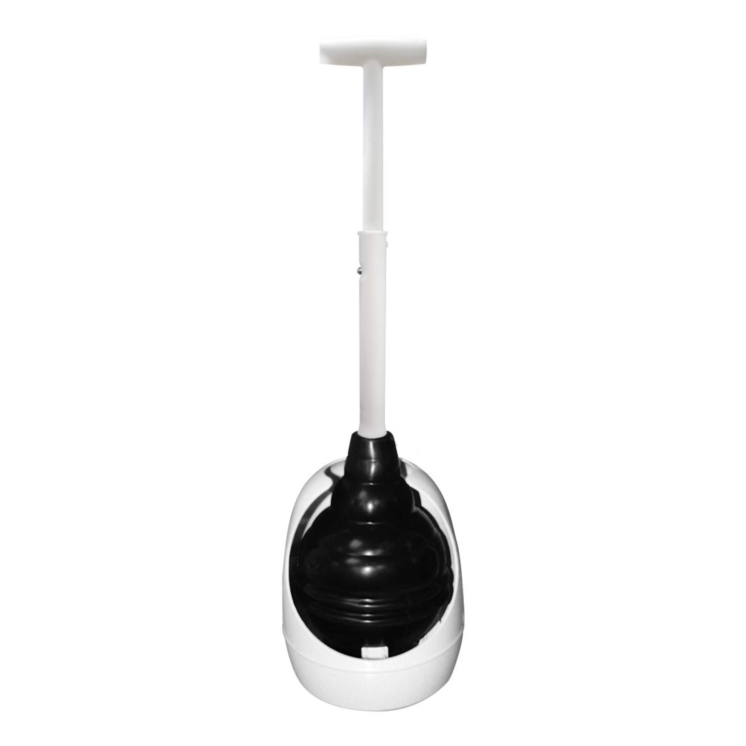 Korky Beehive Max Hideaway Plunger with Comfort Grip & Holder, 24-in, White Front_Flat