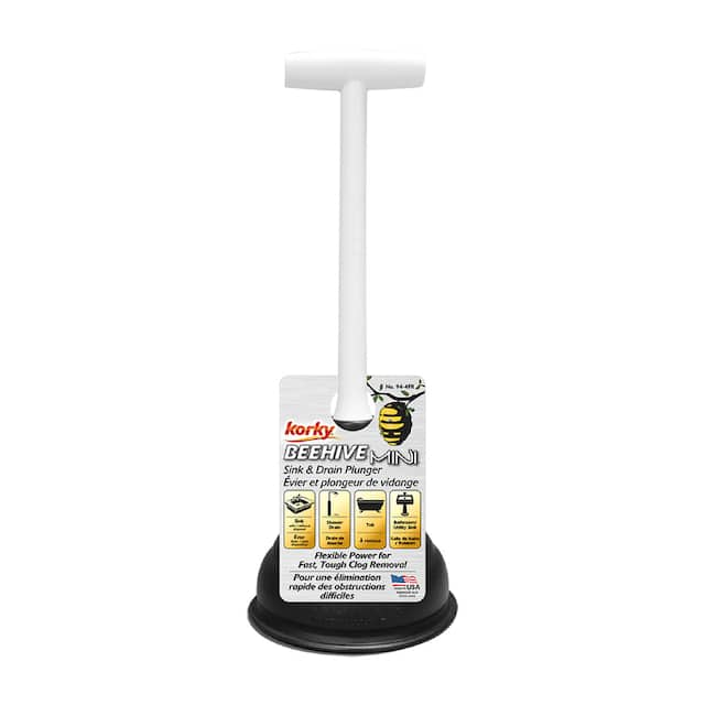 Korky Beehive Mini Sink Plunger with Comfort Grip, 14-in, White ...