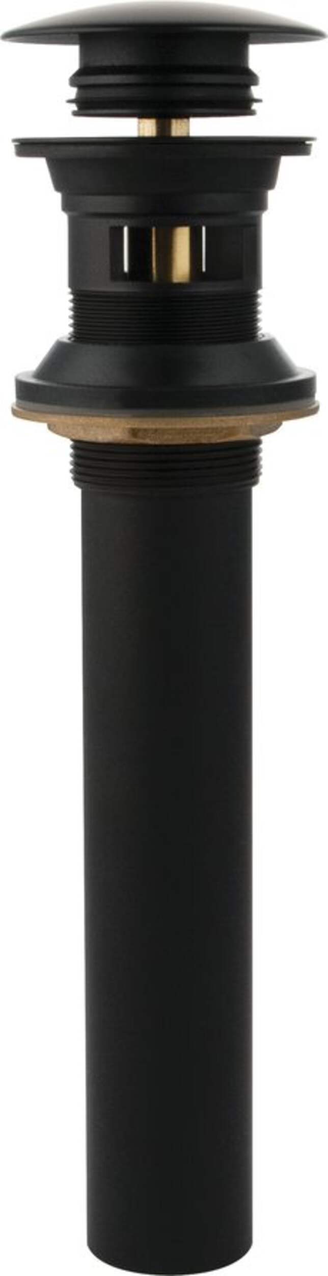 PlumbShop Lavatory Basket Strainer with Push Pop Drain Assembly, Matte Black Front_Flat