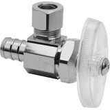 BrassCraft Angle Valve, 1/2 in. Nom Crimp PEX Barb x 3/8 in. O.D. Comp, Chrome Front_Angled_Right