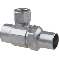 BrassCraft Angle Valve, 1/2" Nom Sweat x 3/8" OD Comp, Chrome Front_Angled_Right