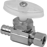 BrassCraft Straight Valve, 1/2 in. Nom Crimp PEX Barb x 3/8 in. O.D. Comp, Chrome Front_Angled_Right
