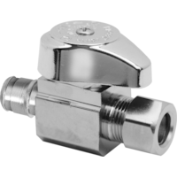 BrassCraft Straight, Valve, 1/2 in. Nom Cold Expansion PEX Barb x 3/8 in. O.D. Comp, Chrome Front_Angled_Right