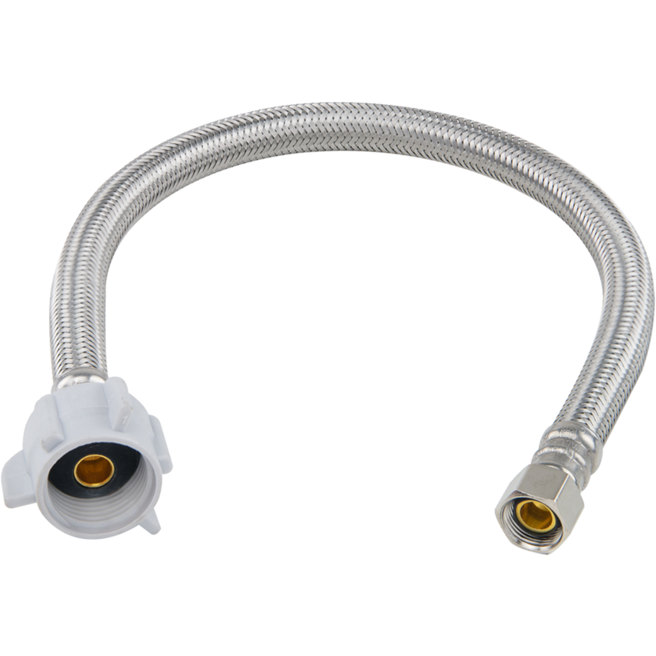 PlumbShop Braided Stainless Steel Toilet Water Supply Line Connector, 3/8-in Comp x 7/8-in Ballcock x 16-in Front_Elevated
