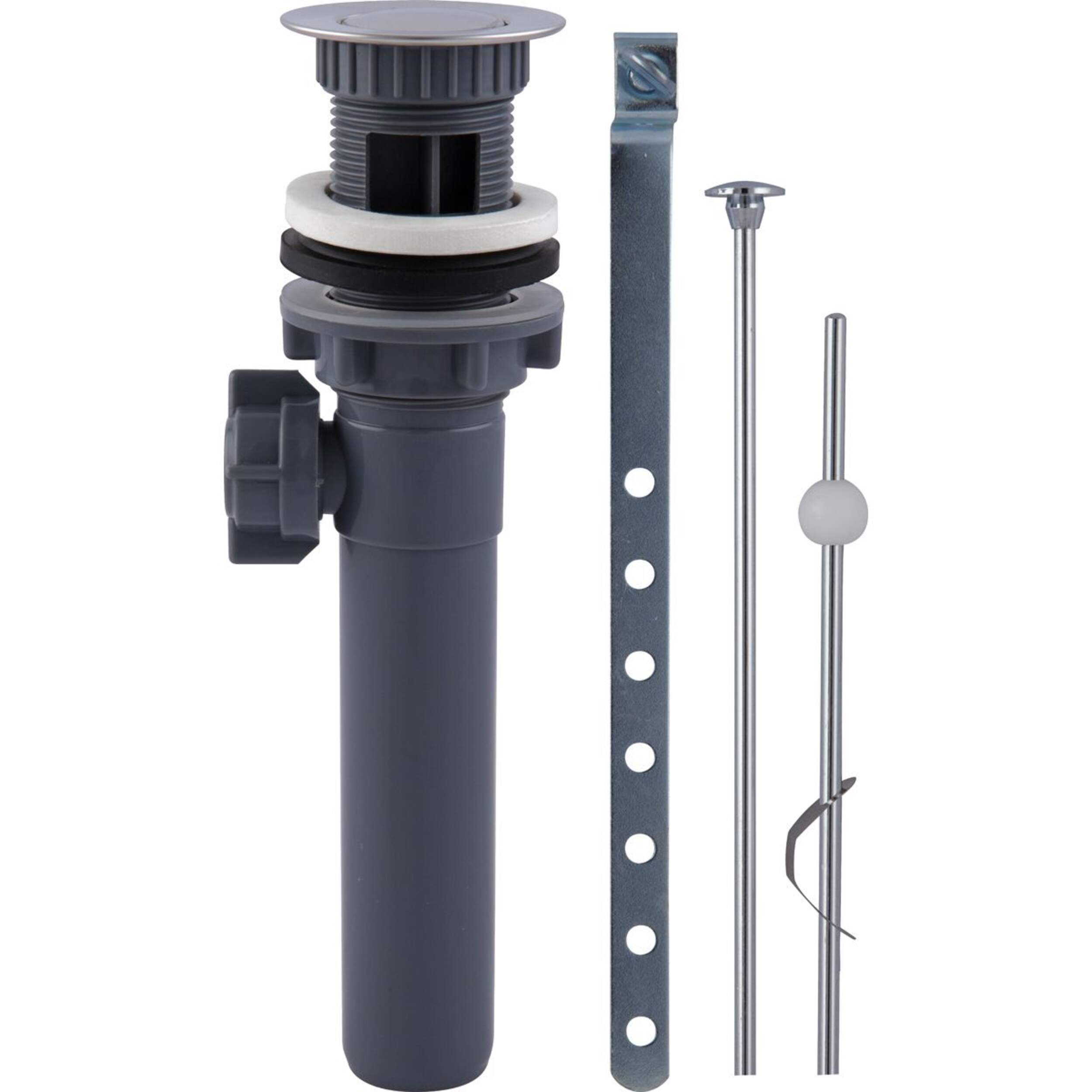 PlumbShop Mechanical PO Plug Pop-Up Strainer Assembly Set, Brushed Nickel Composite_or_Mixed