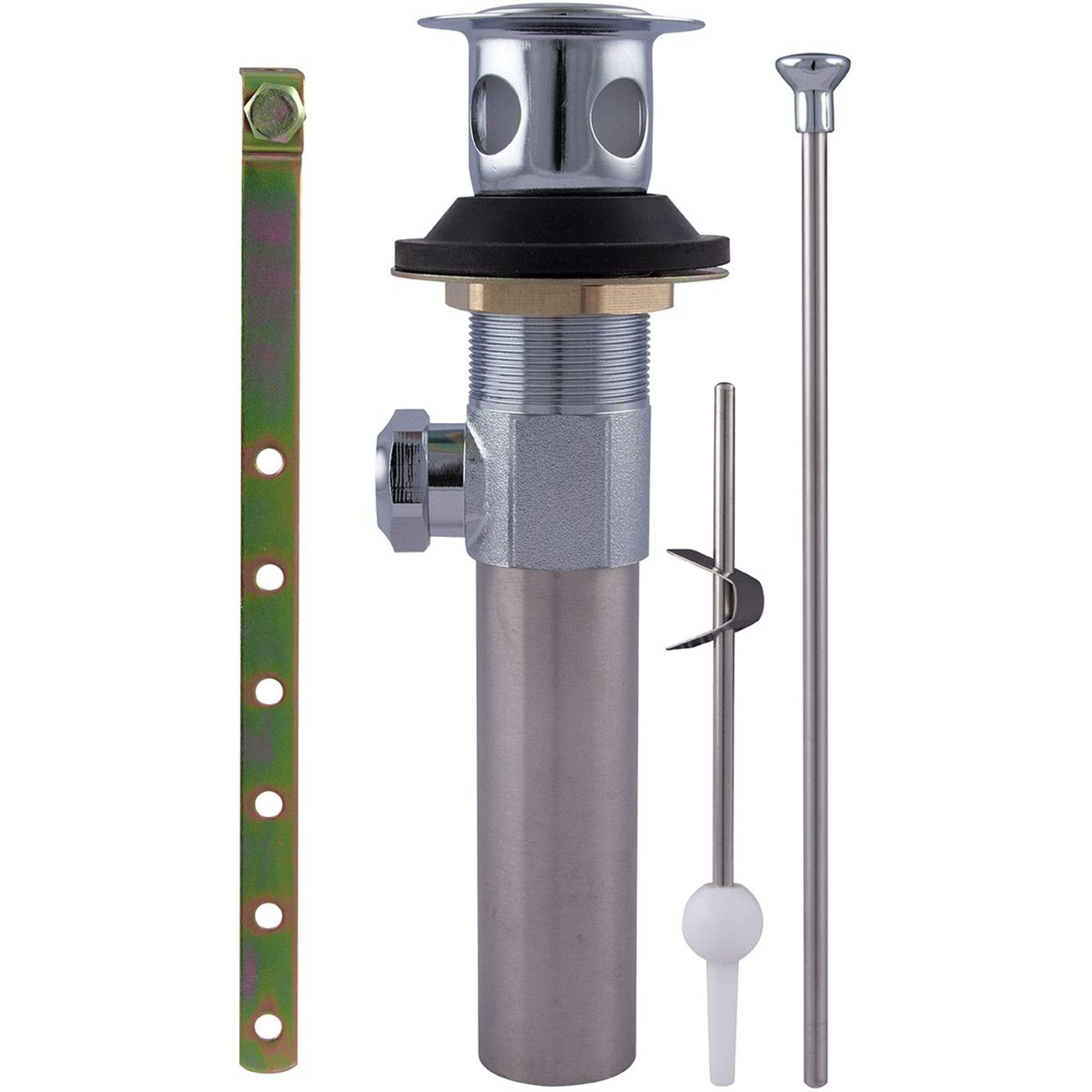 Crépine mécanique PlumbShop en métal, fini chromé, 1 1/4 x 12 po Composite_or_Mixed