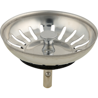 Crépine à panier de cuisine PlumbShop avec roulement à billes, fini chromé Front_Elevated