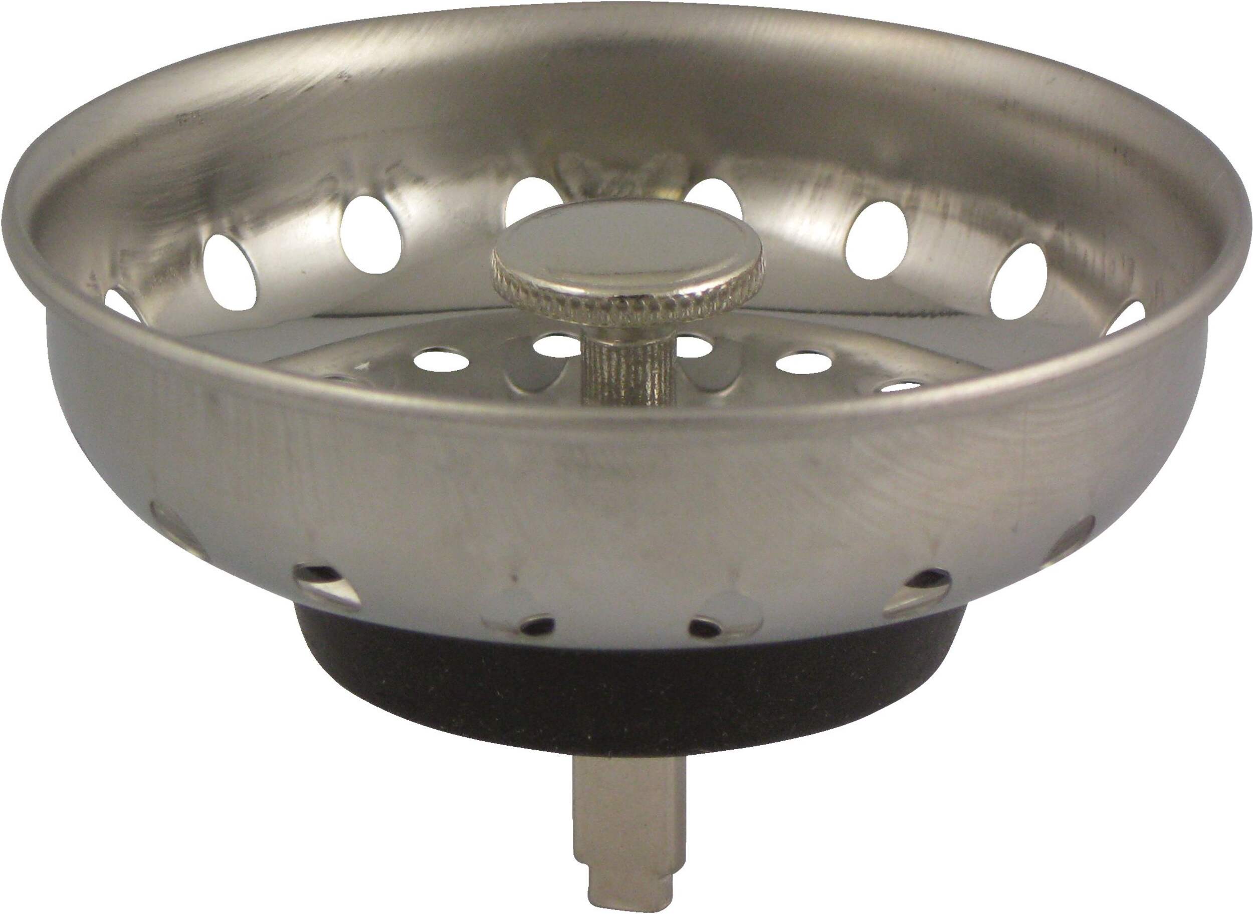 Crépine à panier de cuisine en acier inoxydable PlumbShop, avec tige, fini chromé Front_Elevated