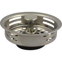 Crépine à panier de cuisine universelle en acier inoxydable PlumbShop, fini chromé Front_Elevated