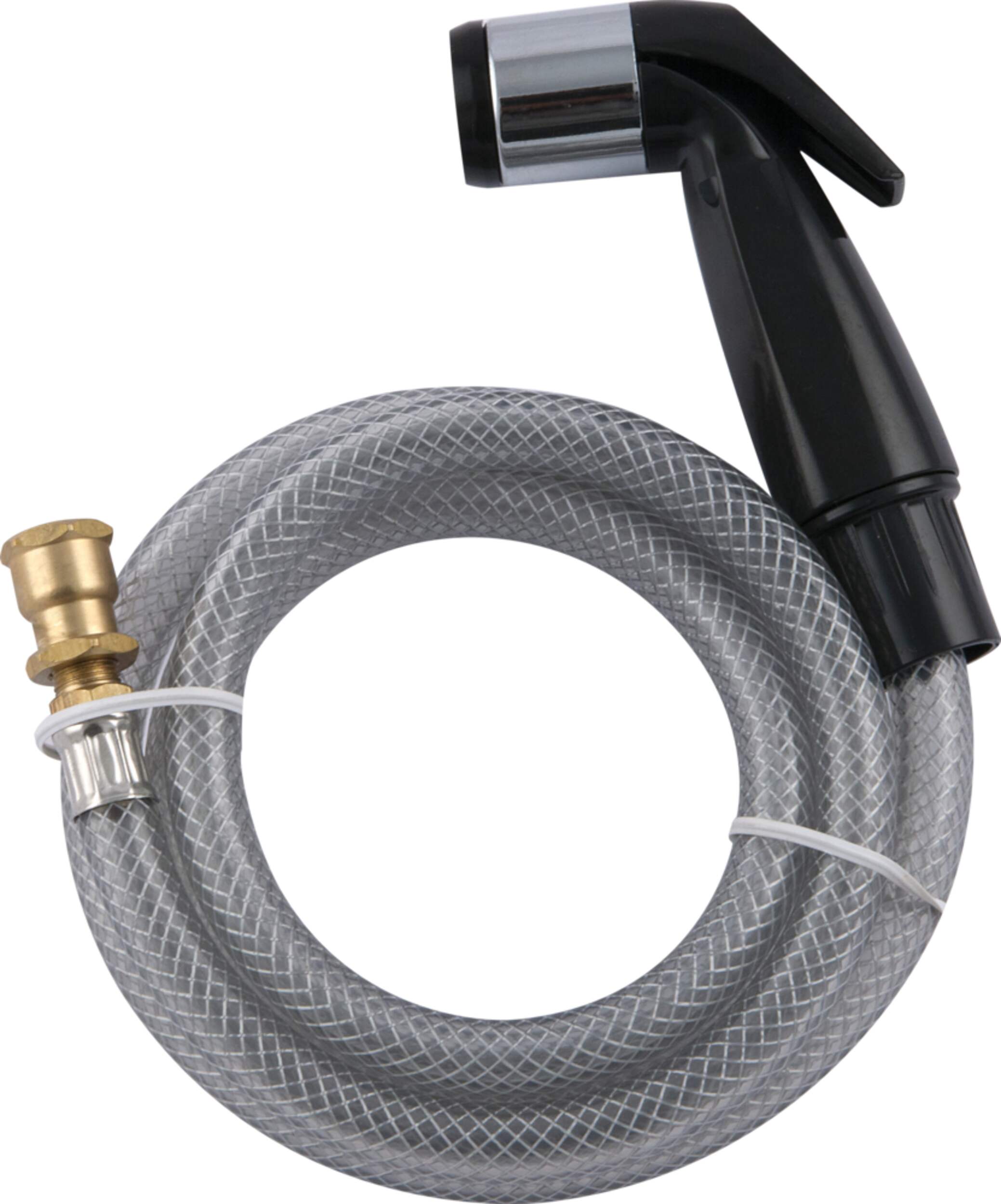 PlumbShop Handheld Kitchen Sink Sprayer with 4-ft Flexible Hose, Black Front_Flat