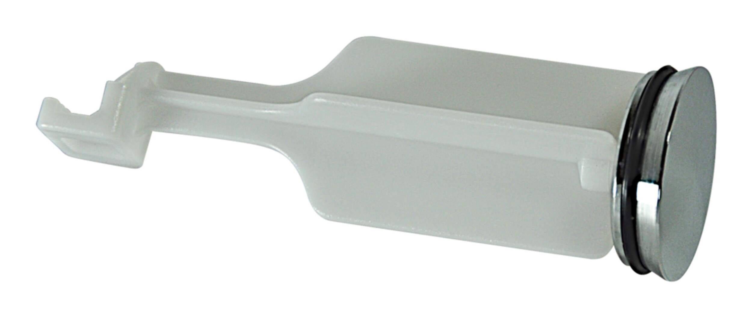 PlumbShop Plastic Pop-Up Drain Stopper, White Front_Angled_Left
