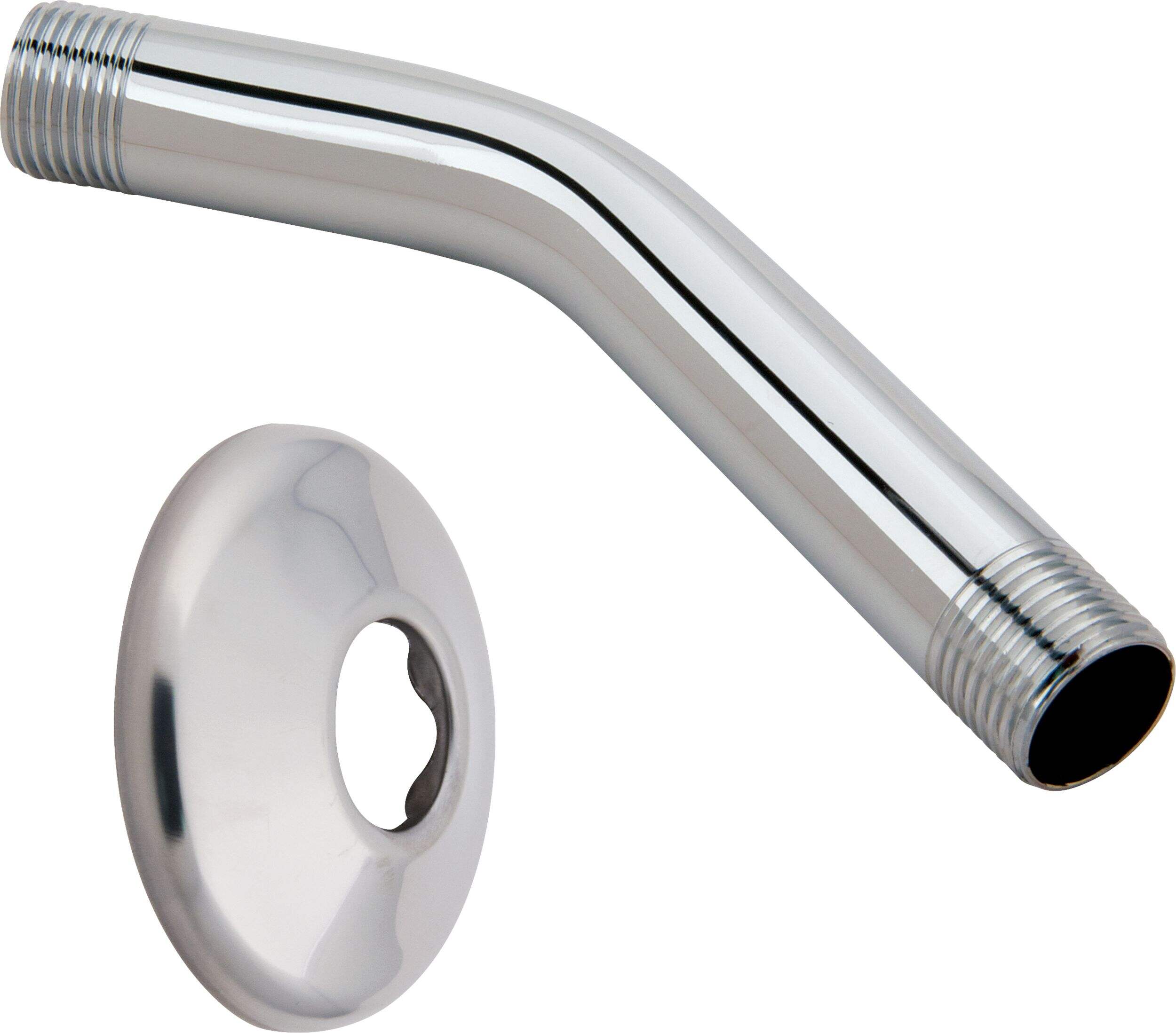 PlumbShop Metal Shower Arm & Flange, Chrome, 1/2-in MIP x 6-in Front_Angled_Right