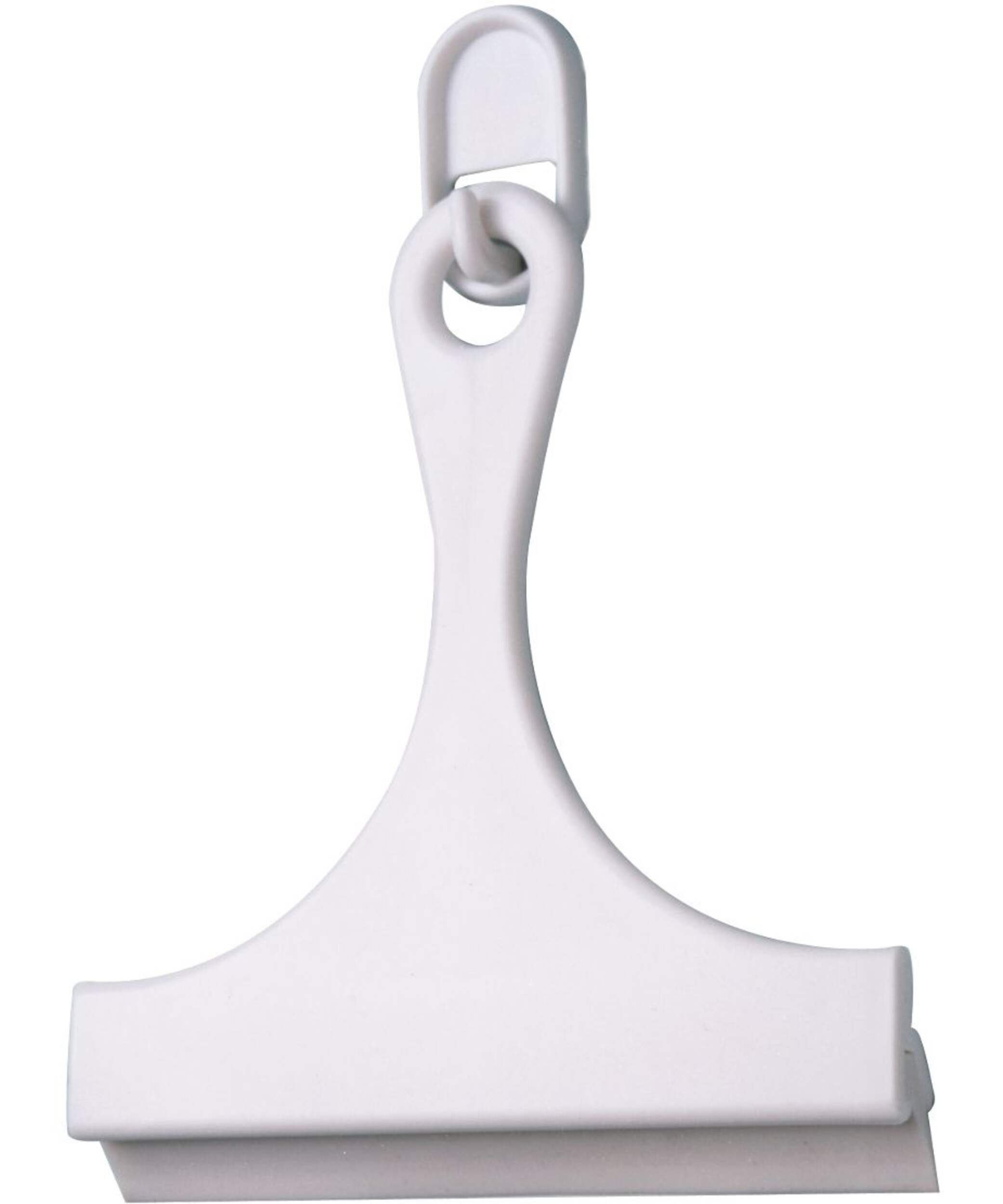 PlumbShop Shower Squeegee with Storage Hook, White Front_Angled_Left