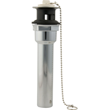 PlumbShop Chromed Brass Lavatory Strainer Drain Assembly with Chain and Plug, 1-1/4 x 6-in Front_Flat