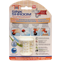 SinkShroom Easy-Clean Bathtub Hair Catcher/Sink Strainer, White, for 1-1.25-in Drain