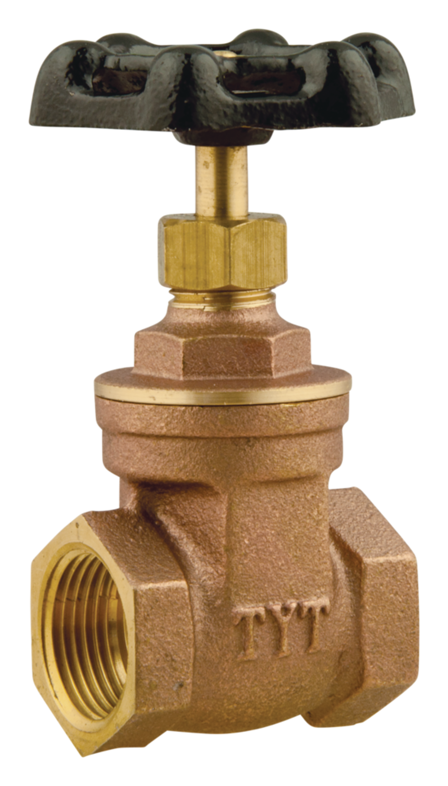 Robinet-vanne PlumbShop en laiton brut pour usage extérieur et intérieur, 3/4 po Front_Angled_Right