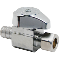 BrassCraft Straight Valve, 1/2-in Nom. Crimp PEX Barb x 3/8-in OD Comp. Front_Angled_Right