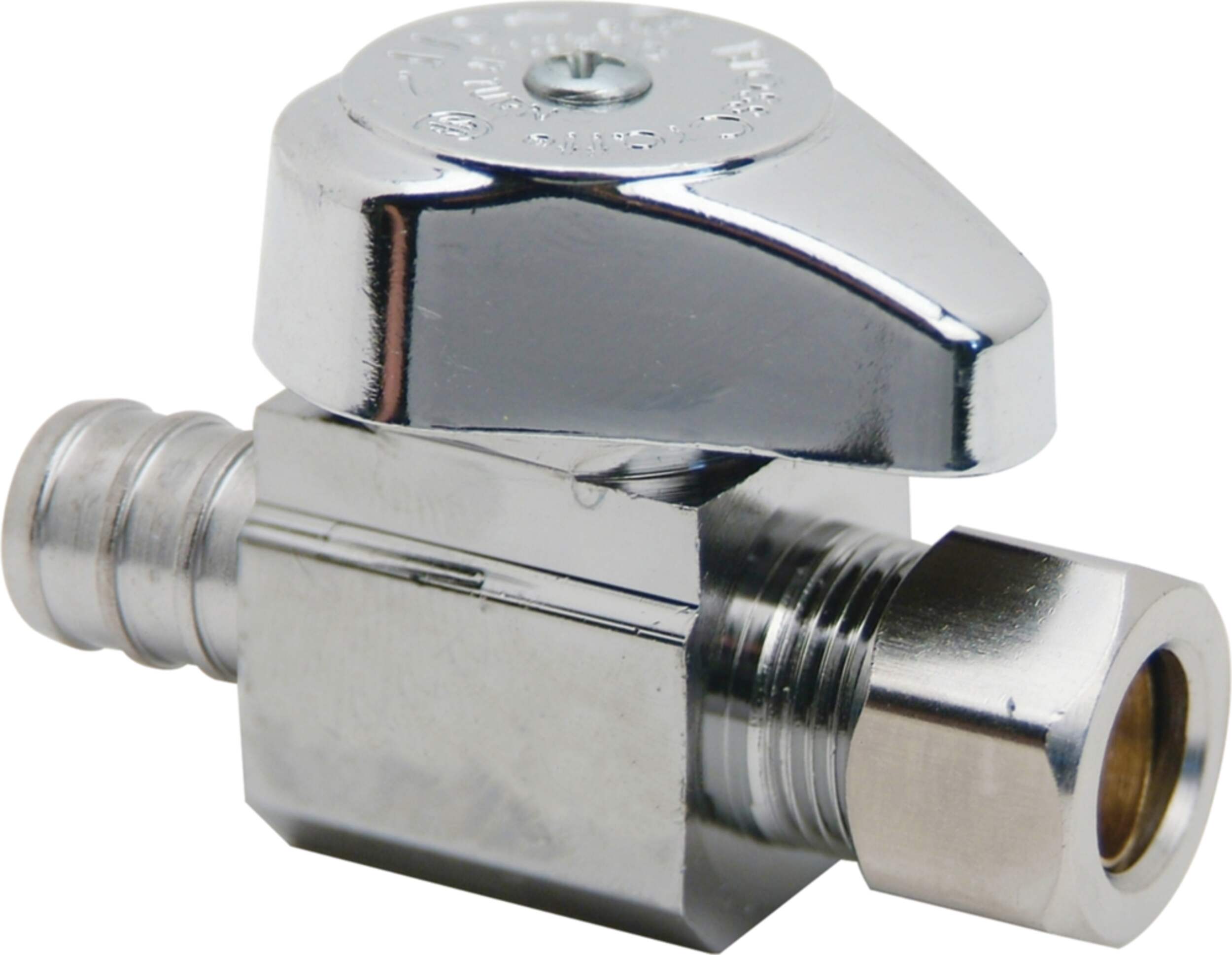 BrassCraft Straight Valve, 1/2-in Nom. Crimp PEX Barb x 3/8-in OD Comp. Front_Angled_Right