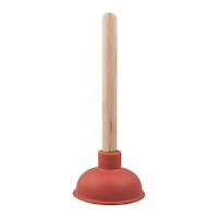 PlumbShop Sink Plunger, 4-in Force Cup with 9-in Wooden Handle Front_Flat