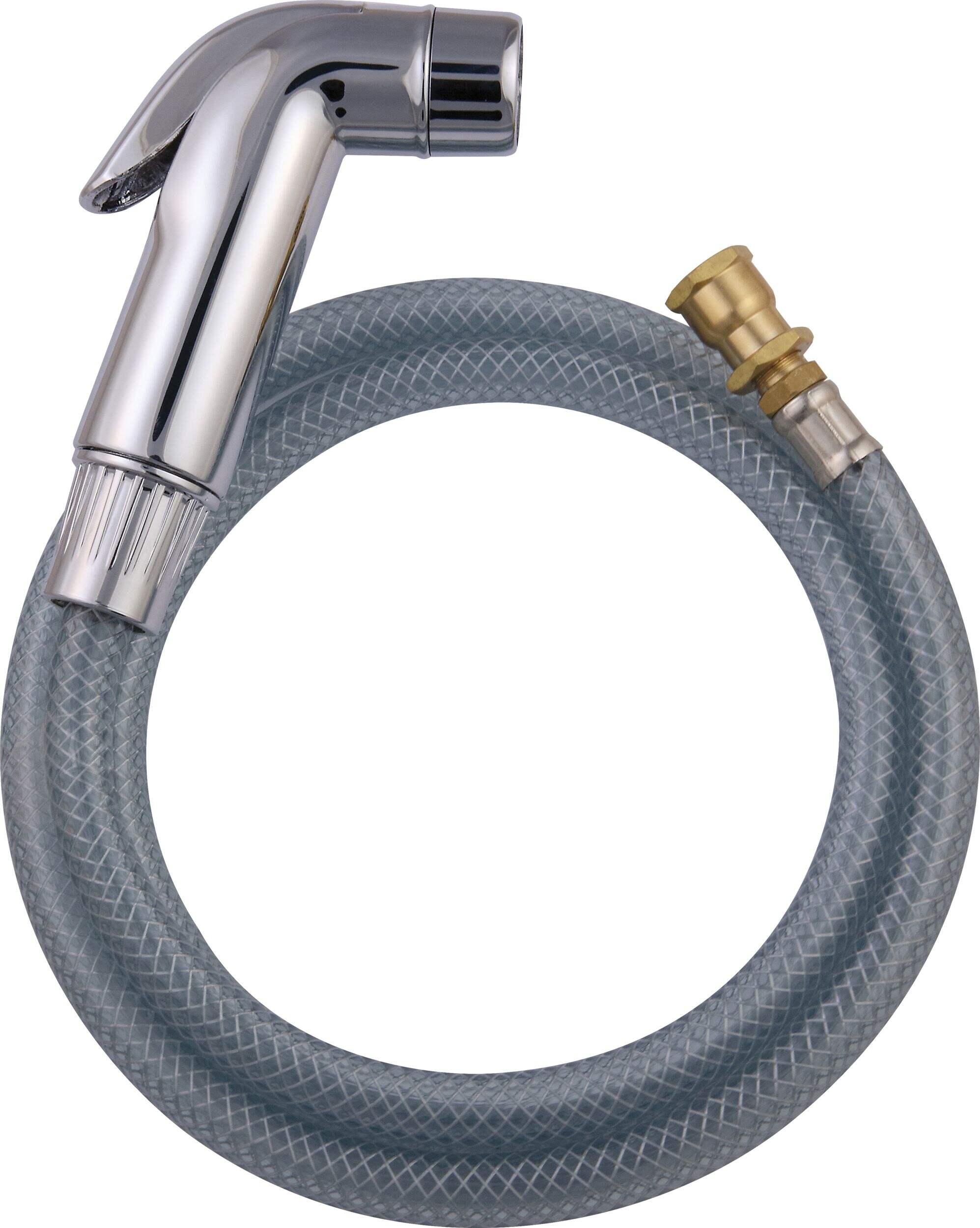 PlumbShop Handheld Kitchen Sink Sprayer with Flexible Hose, Chrome Finish Side_Left